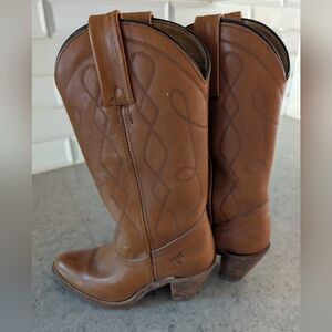 Frye Vintage Made in USA Western Cowboy Boots Brown Leather Size 6 B